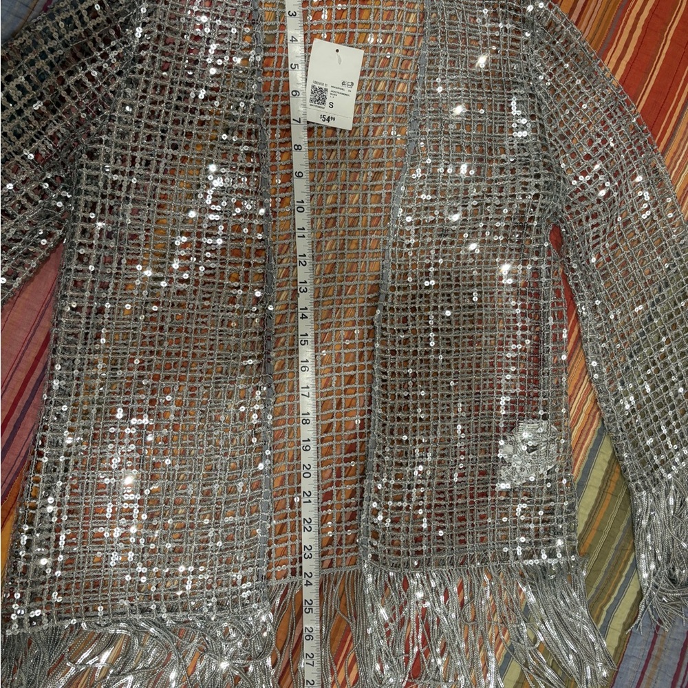 Shimmering Silver Kimono Party Jacket - Picture 4 of 7